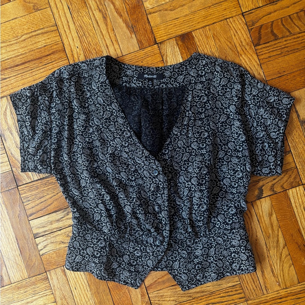 Madewell Black and White paisley Blouse